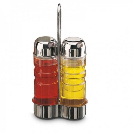 VINAGRERAS CRISTAL 2 PIEZAS SOPORTE ACERO 18/10
