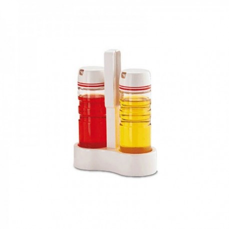 VINAGRERAS CRISTAL 2 PIEZAS CON SOPORTE PLASTICO