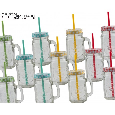 Jarra 0,5 litros con Tapa y Pajita